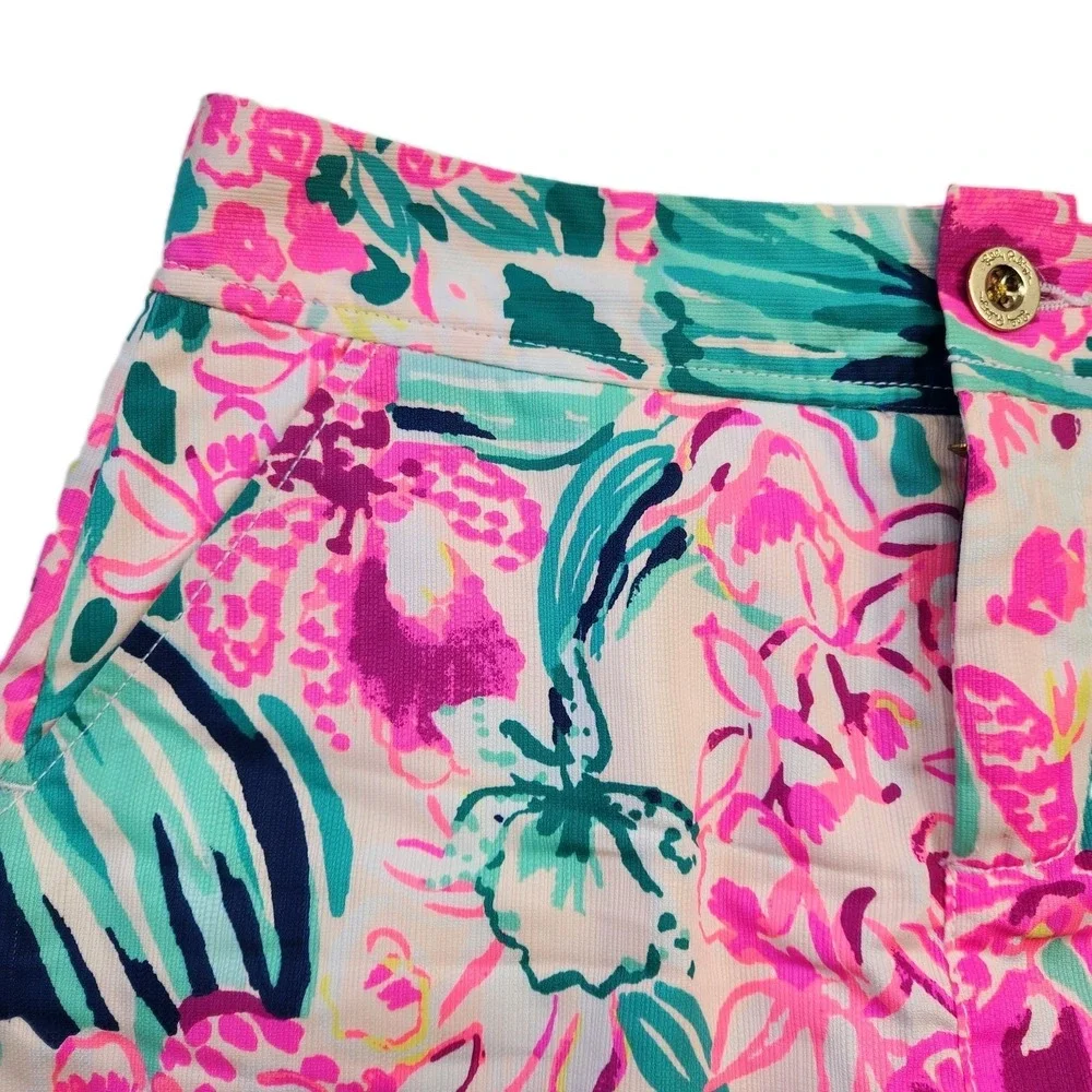 Lilly Pulitzer Womens Tropical Print Skort Sz 00 Bright Pink & Green Beach Skirt